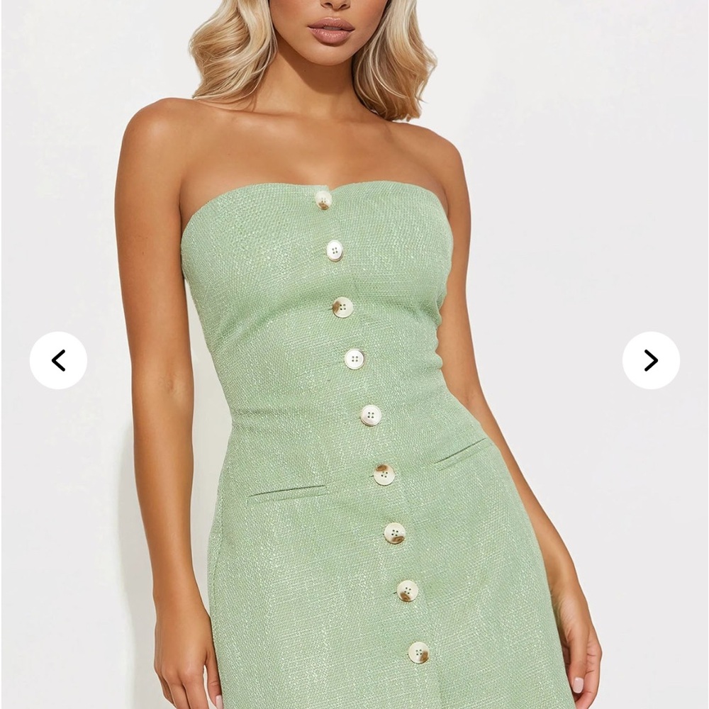 Elegant Green Strapless Dress